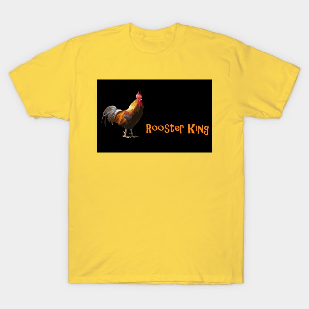 Rooster King on Black Horizontal T-Shirt by ArtticArlo